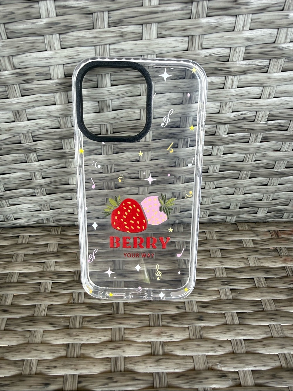 Berry Graphic Clear Phone Case - Red & Pink